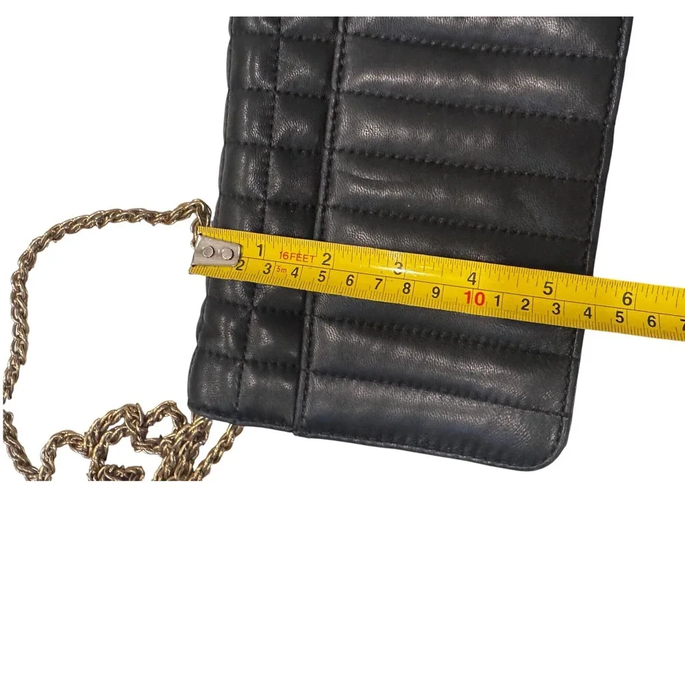 J.Crew‎ Black Quilted Leather Crossbody Chain Strap Preloved 7.5x5.5x2
